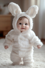 Fototapeta premium vertical image of an Adorable Baby in wearing Bunny Costume