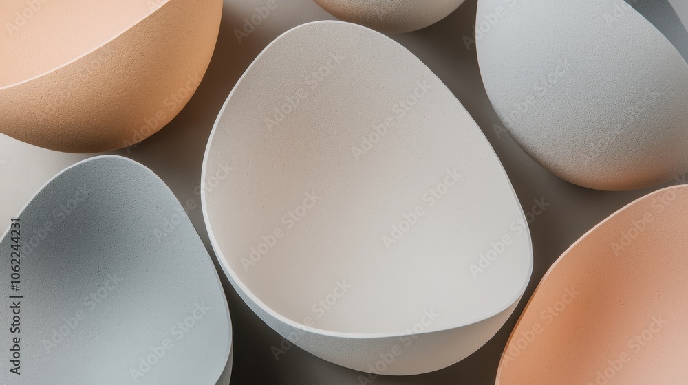 Poster a row of bowls with different colors and sizes