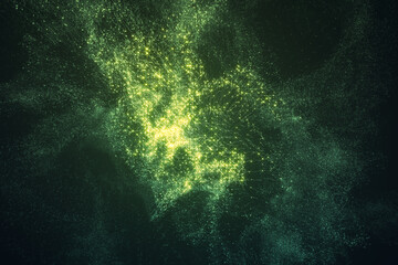 Abstract Motion Particles Glittering in Space Background.