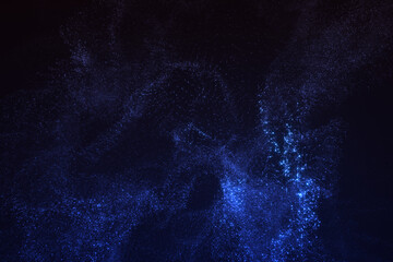 Abstract Motion Particles Glittering in Space Background.