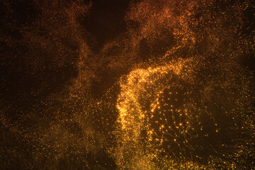 Abstract Motion Particles Glittering in Space Background.