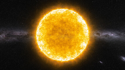 Abstract concept of Sun With Starry Night Sky in the Milkyway Galaxy Background.