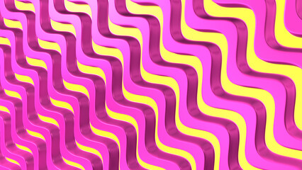 Abstract Pink and Yellow Candy Stripes Waves Background.