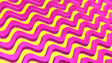 Abstract Pink and Yellow Candy Stripes Waves Background.