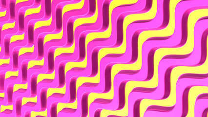 Abstract Pink and Yellow Candy Stripes Waves Background.