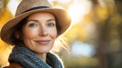 A young woman with long brown hair, wearing a hat and scarf, smiles at the camera.