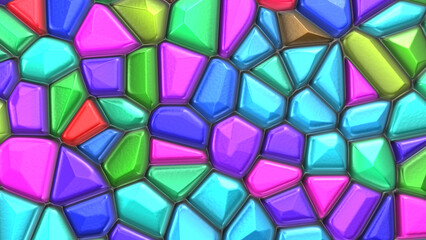Abstract Pattern of Extruded colorful Mosaic shapes Geometrical Background