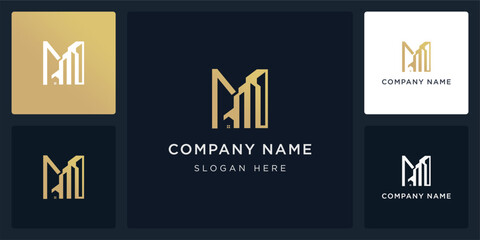  M real estate logo and icon editable