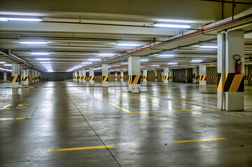 Completely empty underground parking lot