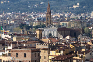 detail of a church in Florence skyline