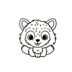 Cute animal, black and white line art