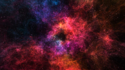 Abstract Colorful Space Nebula With Stars Background.