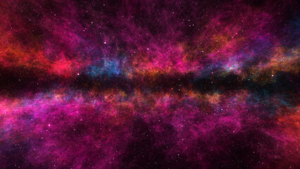 Abstract Colorful Space Nebula With Stars Background.