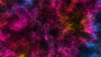 Abstract Colorful Space Nebula With Stars Background.
