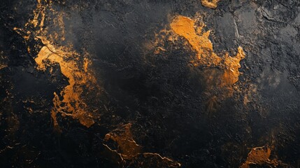 Abstract bronze and black texture background. This image evokes luxury, sophistication, and a sense of mystery. The golden accents add a touch of warmth and vibrancy to the dark backdrop, creating a v