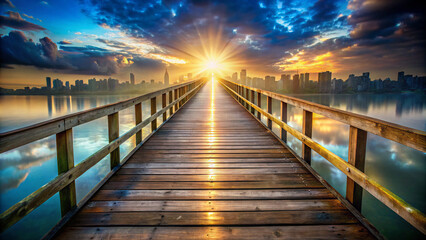 Fototapeta premium Sunset Over the Wooden Bridge