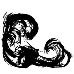 シンプルな波の墨絵のイラスト素材　ベクター