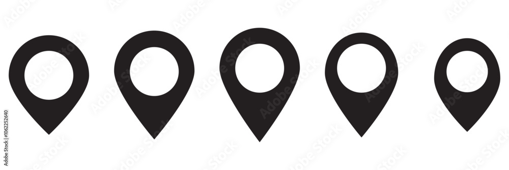 Poster set of map pin location signs, place pin marker, location icon, map pointer icon set collection
