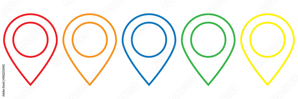 Poster set of map pin location signs, place pin marker, location icon, map pointer icon set collection
