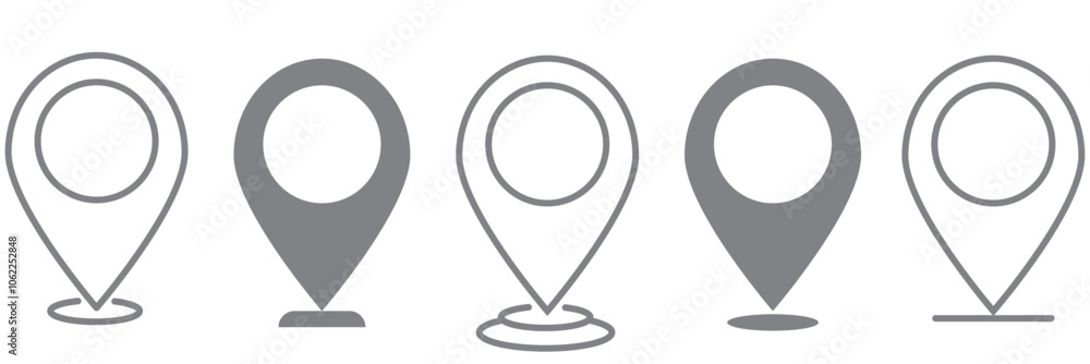 Poster set of map pin location signs, place pin marker, location icon, map pointer icon set collection