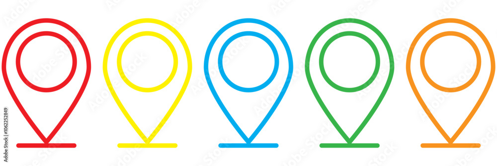 Aufkleber set of map pin location signs, place pin marker, location icon, map pointer icon set collection