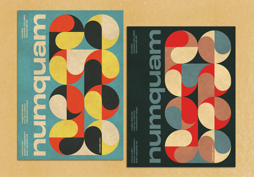 Vintage Swiss Poster Layout Design Concept with Grunge Texture