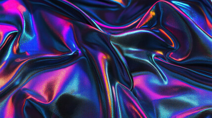 Obraz premium Iridescent fabric draping elegantly under soft lighting showcasing vibrant colors and textures