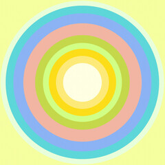 Colorful bullseye abstract background.   Joyful circular retro design. Halftone light colors .