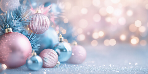 Christmas background in 3d style on pastel colors