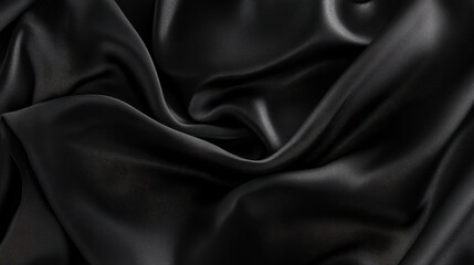 Fototapeta premium Elegant black satin fabric drapes softly, transforming light into enchanting shadows and textures