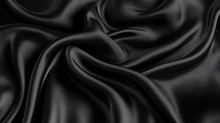 Obraz premium Elegant black satin fabric drapes softly, transforming light into enchanting shadows and textures