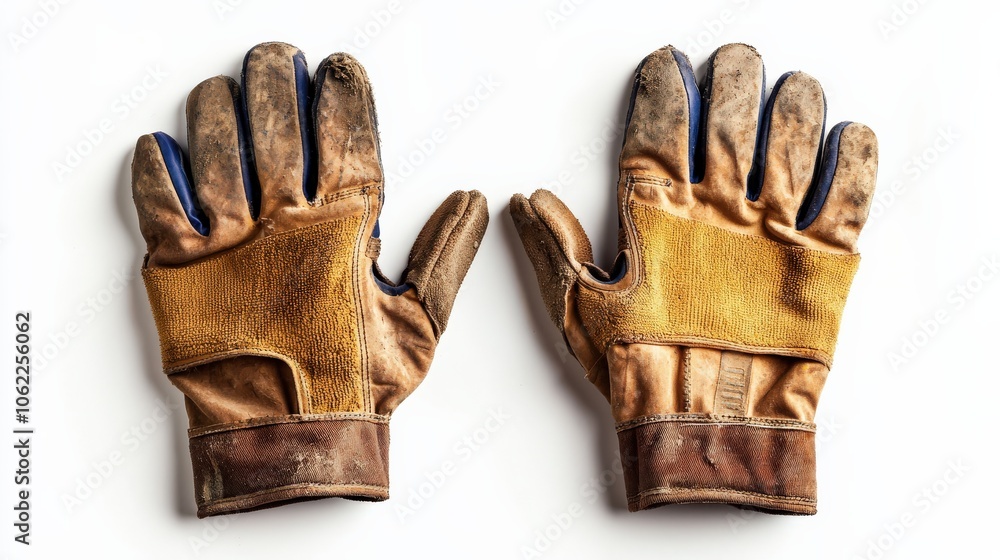 Wall mural pair of farming gloves isolated on white, perfect for garden and agricultural themes