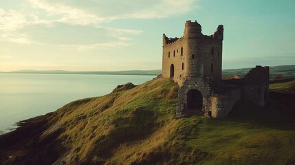 Historic Irish Castle with Lush Green Landscape
