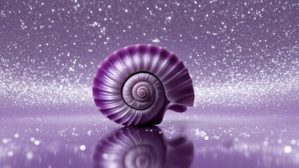 Obraz premium purple seashell on a shiny glittering purple background.