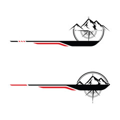 Mountain and compass adventure style car wrap sticker © Ancala