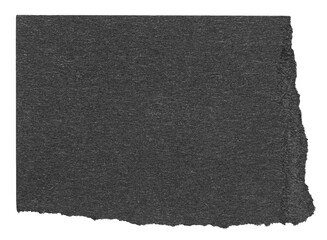 Isolated cut out torn piece of blank black paper note cardboard with texture and copy space for...