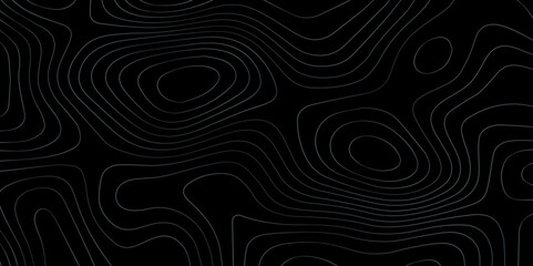Abstract Black Wave Lines Topographic Contours Map Background, Multicolored Linear Background For Design, Trendy Modern Background texture, Vector illustration with Wave Lines On Black Background.