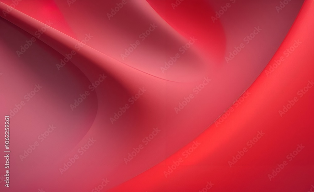 Poster abstract red satin fabric with smooth waves and gradients.