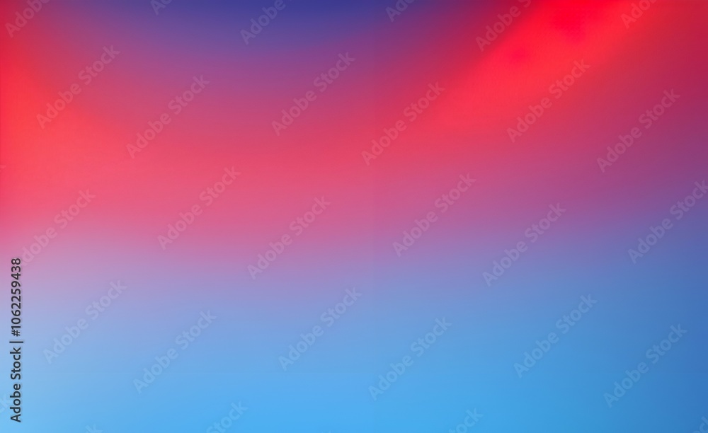 Poster gradient background transitioning from blue to red with a diffuse, soft light effect.