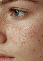 Obraz premium A woman with a green eye and a red nose