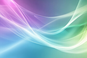Obraz premium Soft pastel waves in shades of teal pink and lavender flow across the image creating a calming and ethereal abstract background 