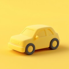 Cheerful Yellow Toy Car on a Sunny Background