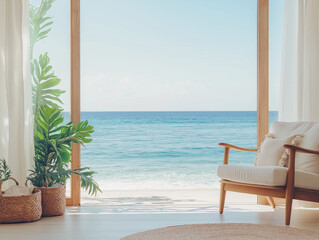 Oceanfront Serenity: Coastal Living Room View 