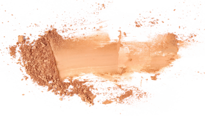 Face powder stroke isolated on white background, top view
