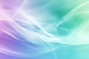 Obraz premium Soft flowing pastel waves in shades of teal lavender and mint green creating an ethereal and calming abstract background 