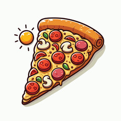 fast pizza slice doodle hand drawn illustration