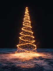 Obraz premium Abstract glowing Christmas tree with lights