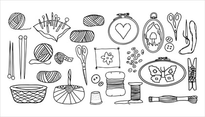 Needlework doodle tools clip art vector artwork