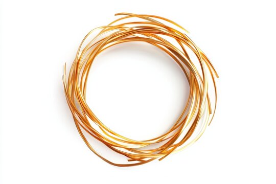 A golden wire circle abstract design, symbolizing unity, connection, endlessness, cycle, and potential.