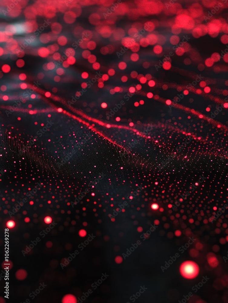 Aufkleber digital network of glowing red dots generative ai